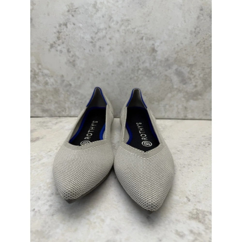 Rothy's The Point Flats Women's Size 7 Knit Cloud Gray V Shaped Slip-on Shoes
